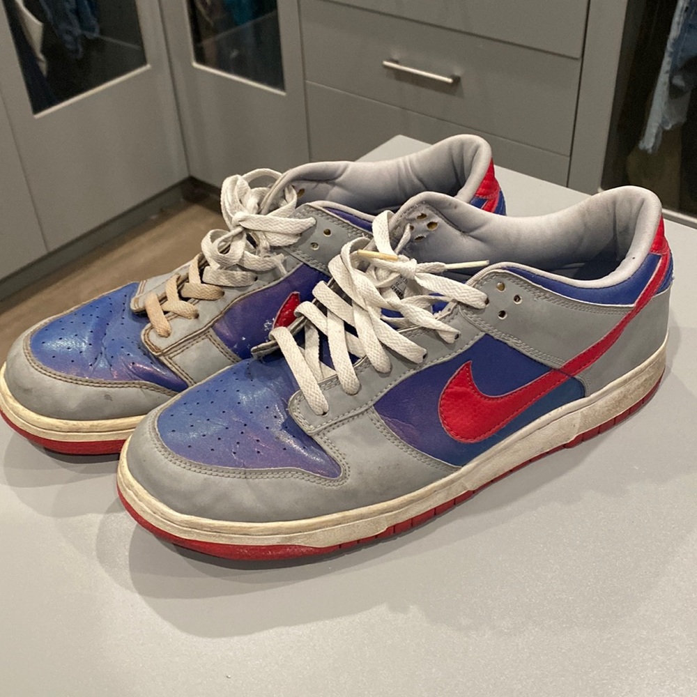 Nike dunks blue and red